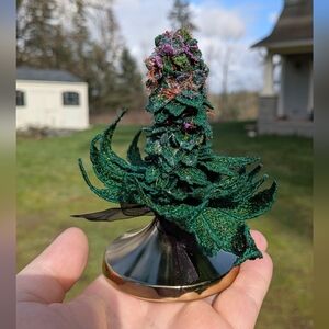 Handcrafted Weed C A N N A B I S Sculpture Nug Stoner Art 3d Embroidery Purp